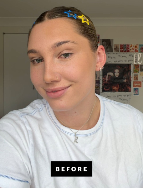 Katie Gunderman before applying eyeshadow