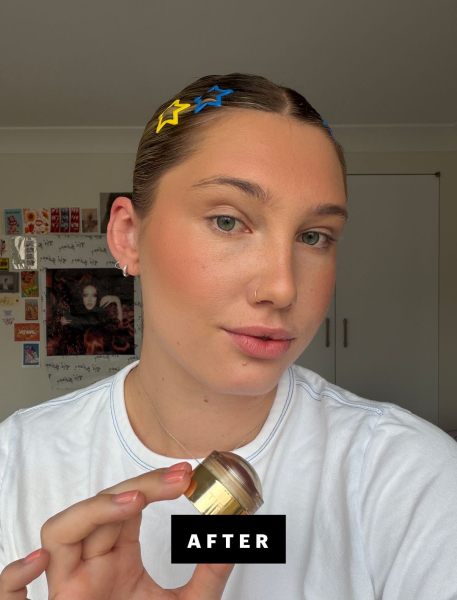Katie Gunderman after applying cream blush