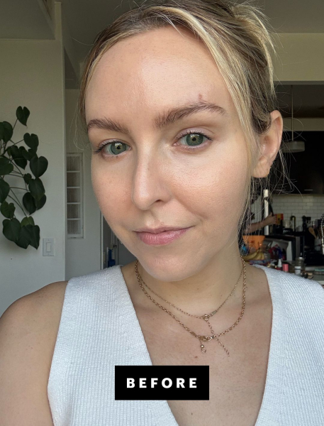 Sarah Kinonen before applying brow gel