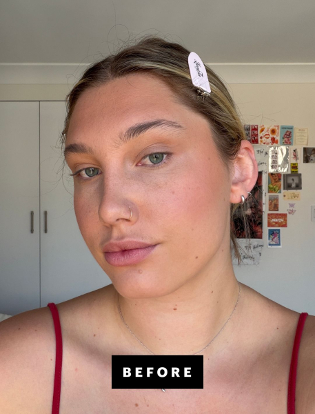 Katie Gunderman before applying eyeliner