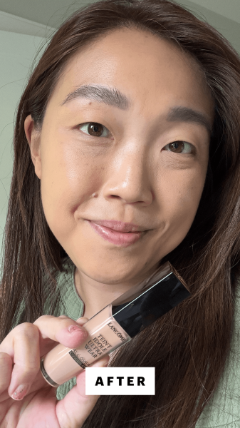 Lee after applying the Lancôme Teint Idôle Ultra Wear All Over Concealer